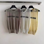 Cutout Letter Knit Tank Top