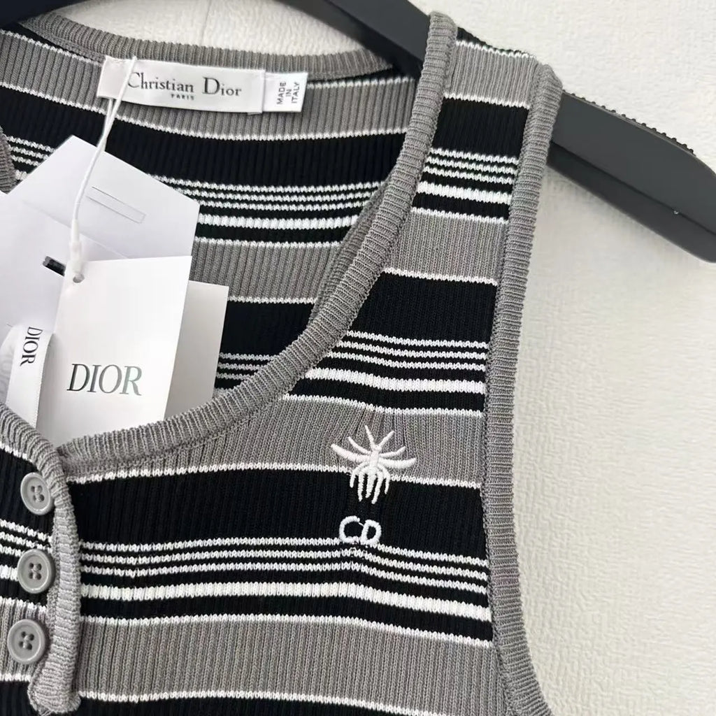 Striped Button Front Tank Top