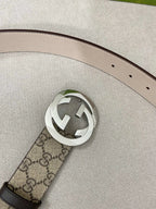 Retro Double G All-Over Print Leather Belt