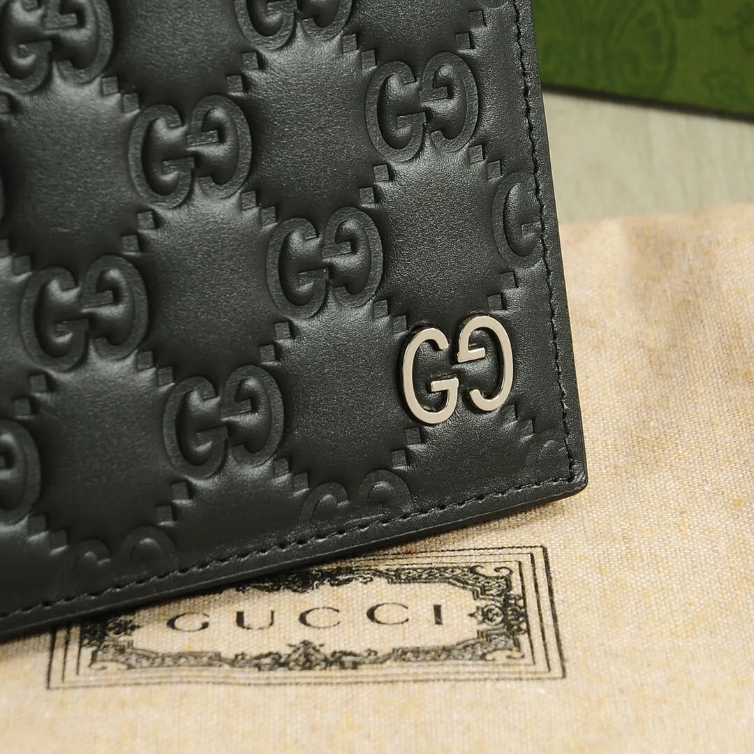 Black Embossed Short Wallet