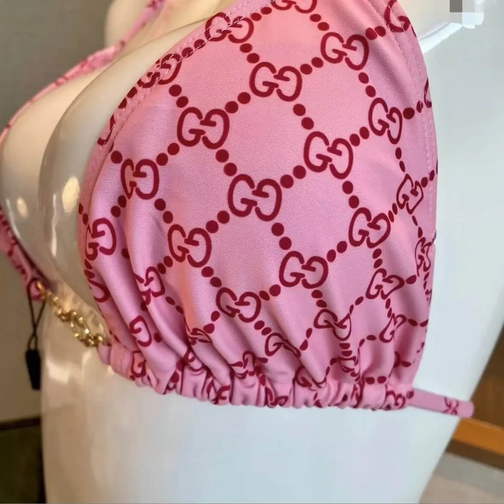Fashionable & Sexy Pink All-Over Print Swimsuit