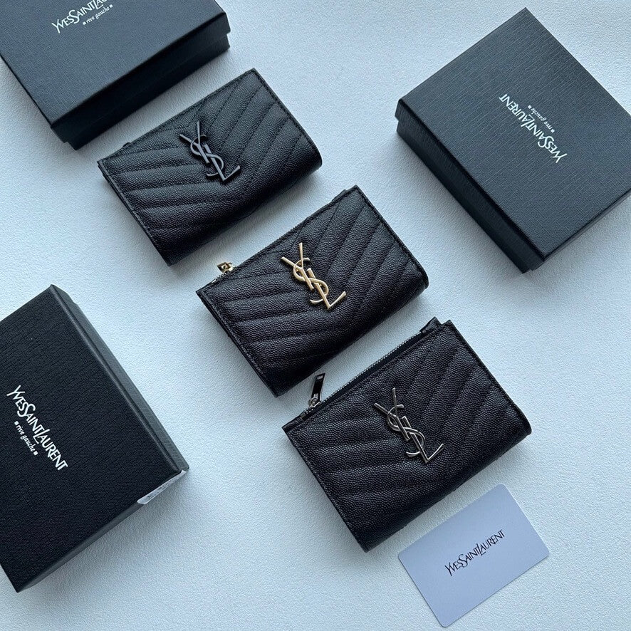 Black Textured  Short Wallet