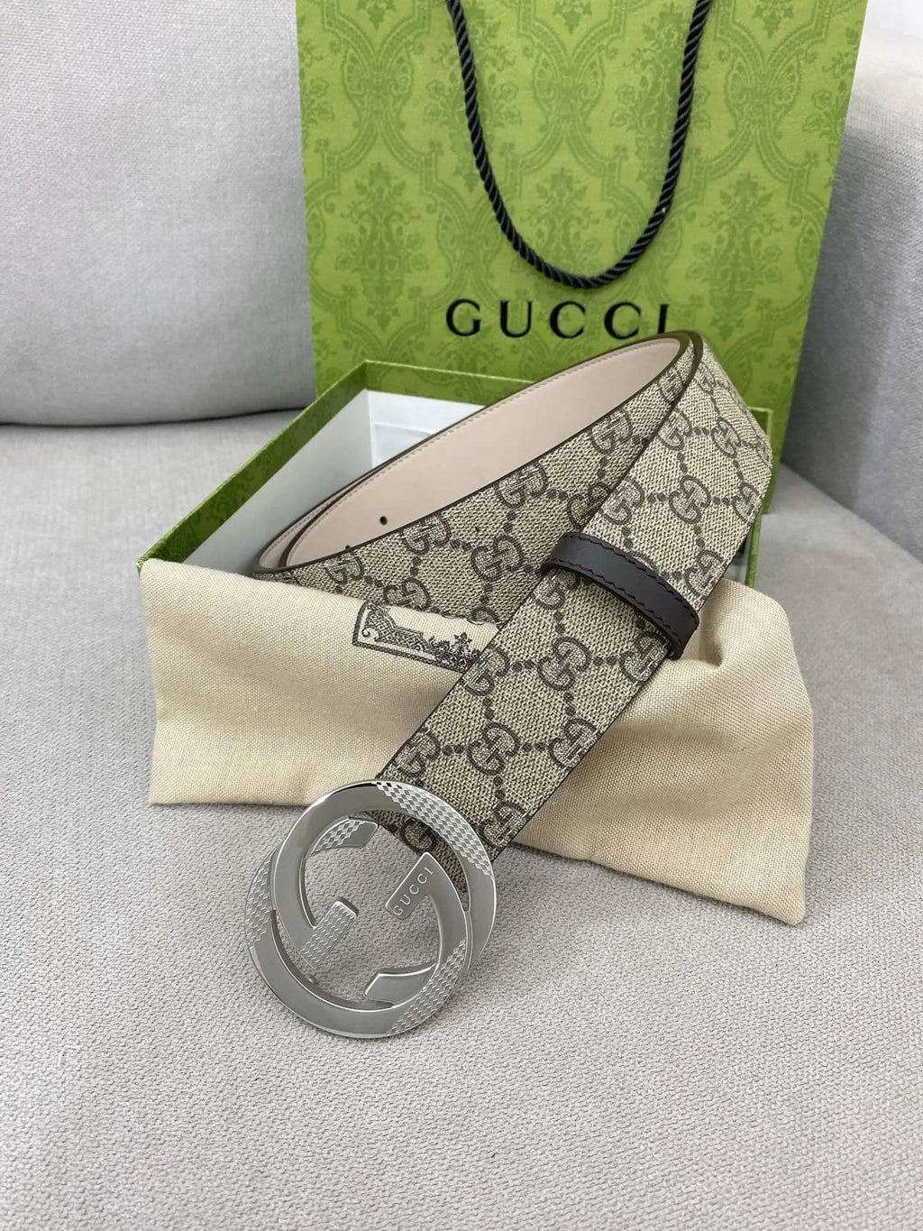 Trendy Monogram Webbing Belt with Metal Buckle