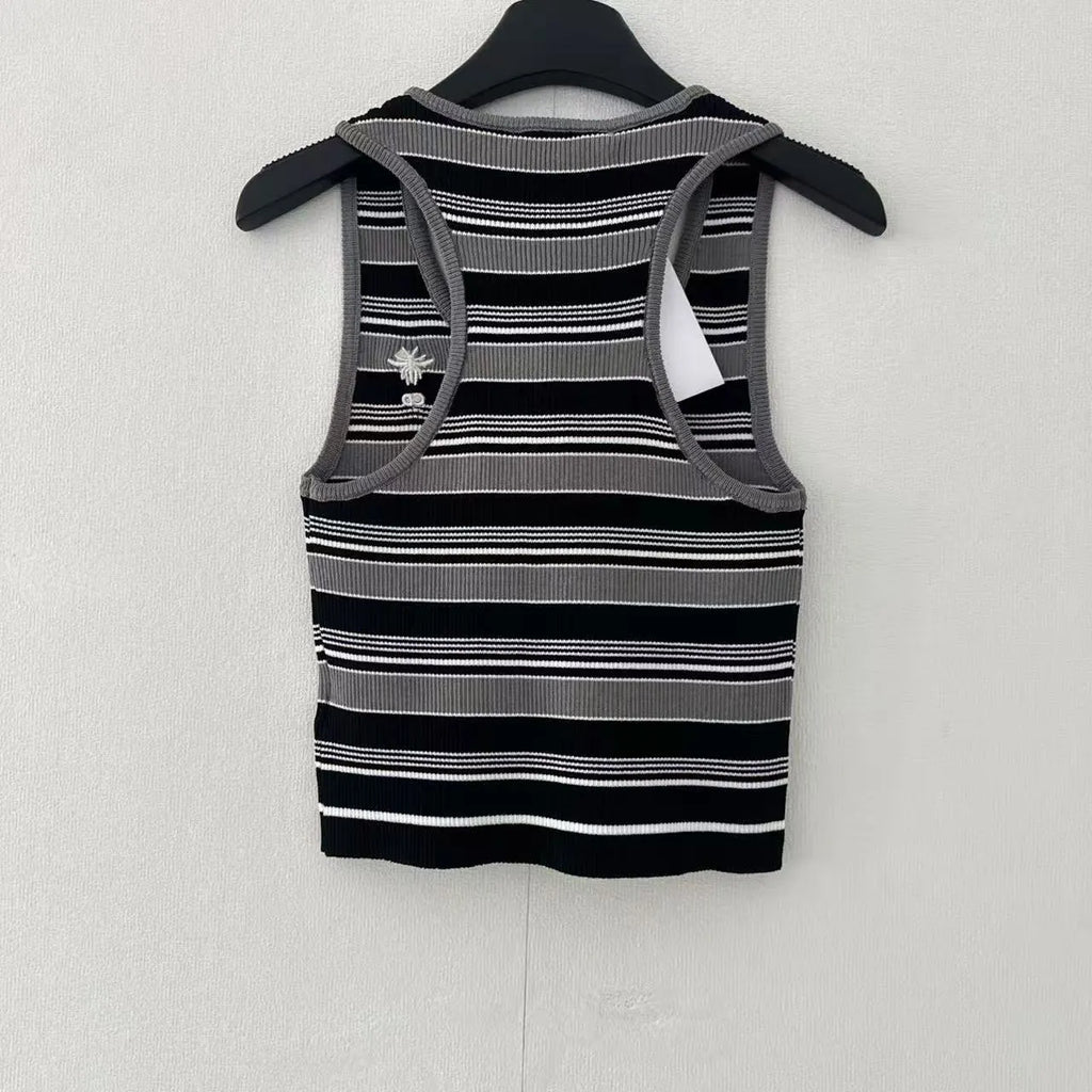 Striped Button Front Tank Top