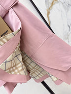 Pink Cropped Trench Asymmetrical Skirt Set