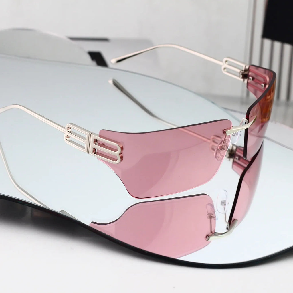 Curved Rimless Sunglasses