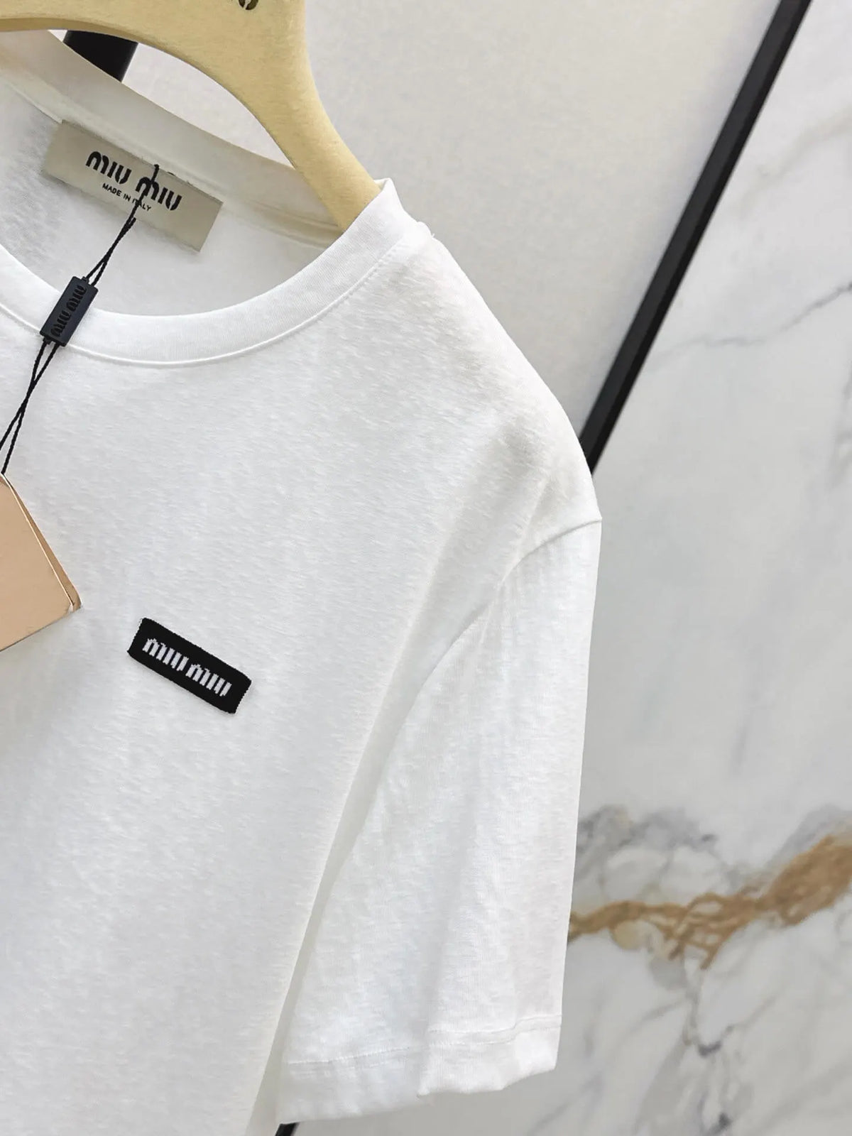 Eyelet Scalloped Hem Logo Patch Tee