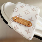 Classic Hook-and-Loop All-Over Print White Sandals
