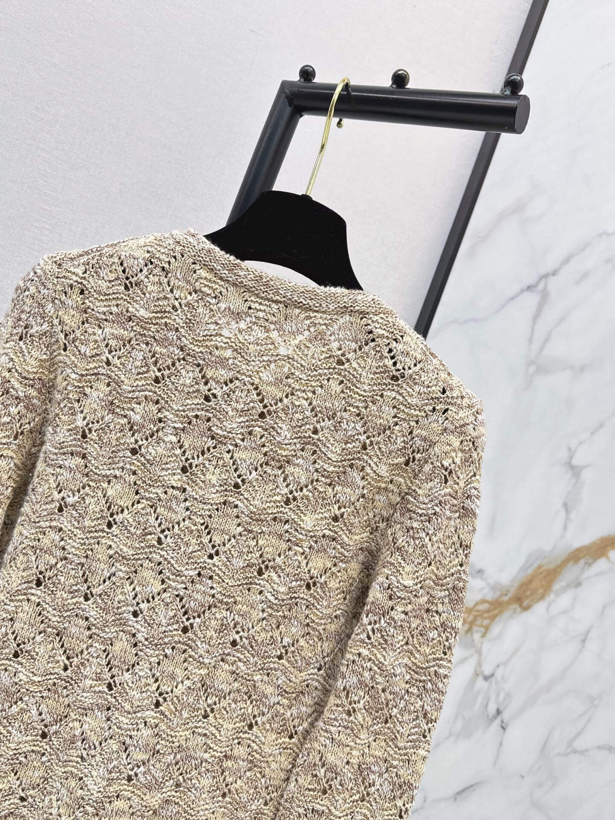 Hollow Round Neck Knit Cardigan