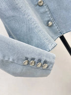 Commute Elegant Denim Jacket Skirt Set