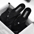 Casual Slim-Strap Velvet Flip-Flops