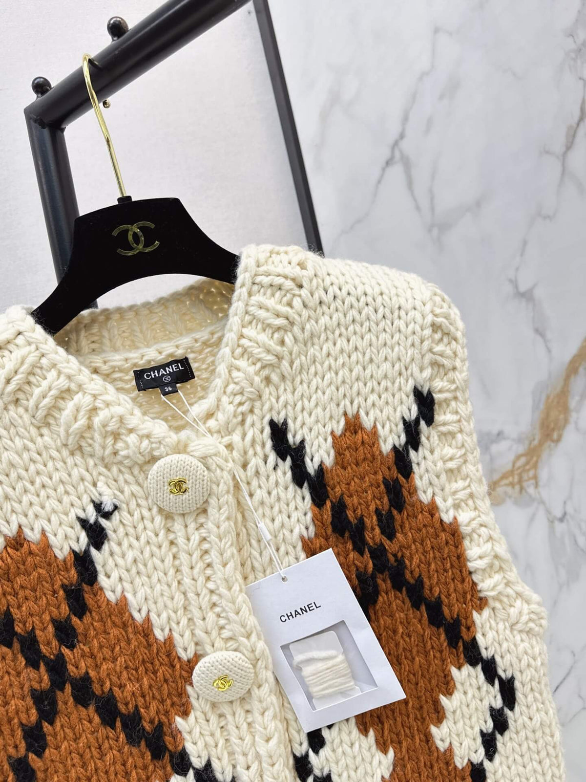 Argyle Chunky Knit Vest Cardigan