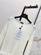 Round Neck Lace Hem Knit Top