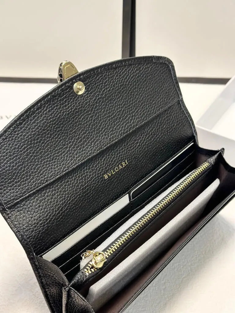 Croc-Pattern Accent Buckle Long Wallet