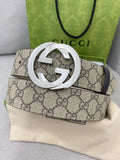 Retro Double G All-Over Print Leather Belt