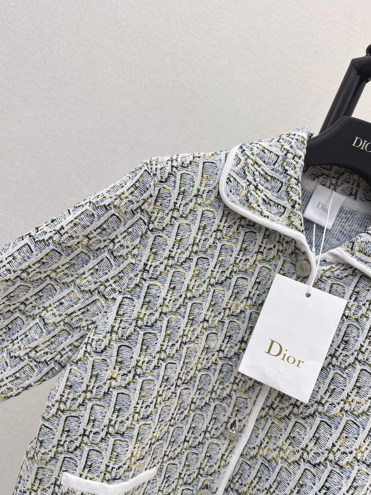 Jacquard Collared Knit Short Jacket