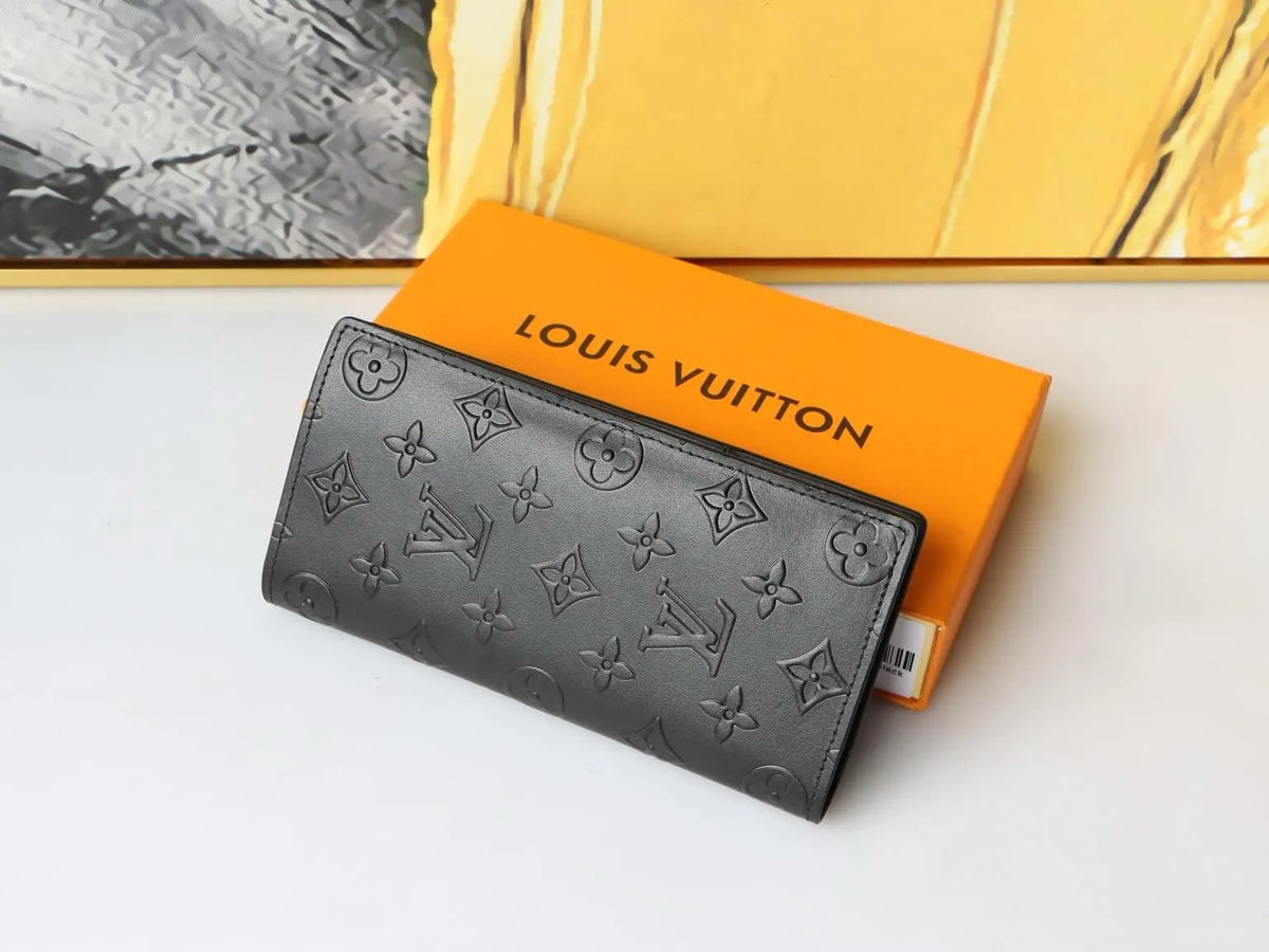 Grey Embossed Long Wallet