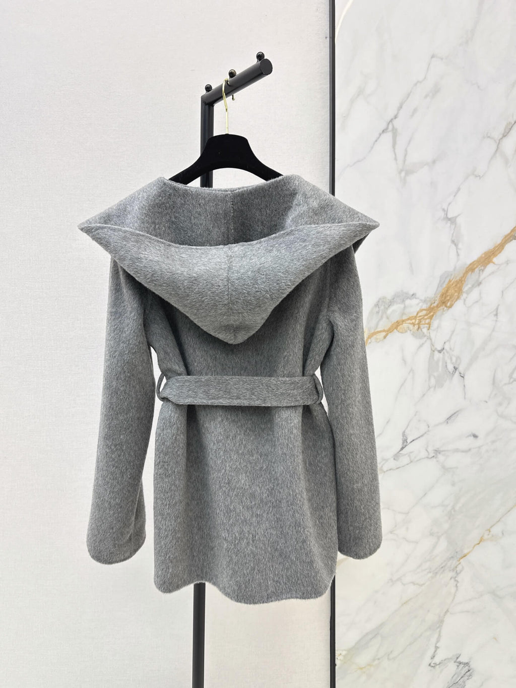 Heather Gray Shawl Collar Wrap Coat