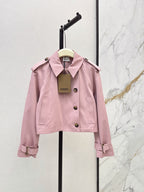 Pink Cropped Trench Asymmetrical Skirt Set
