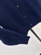 Navy Beaded Collar Knit Cardigan
