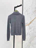 Minimal Gray Stand Collar Long Sleeve