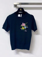 Floral Embroidered Knit Short Sleeve