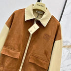 Eco-Friendly Suede Color-Block Jacket