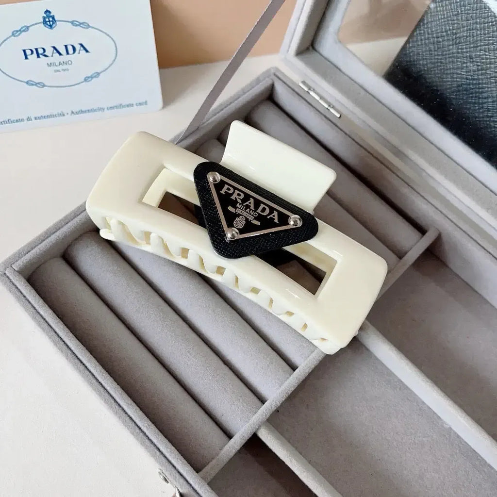 Cream White Square Hair Claw Clip