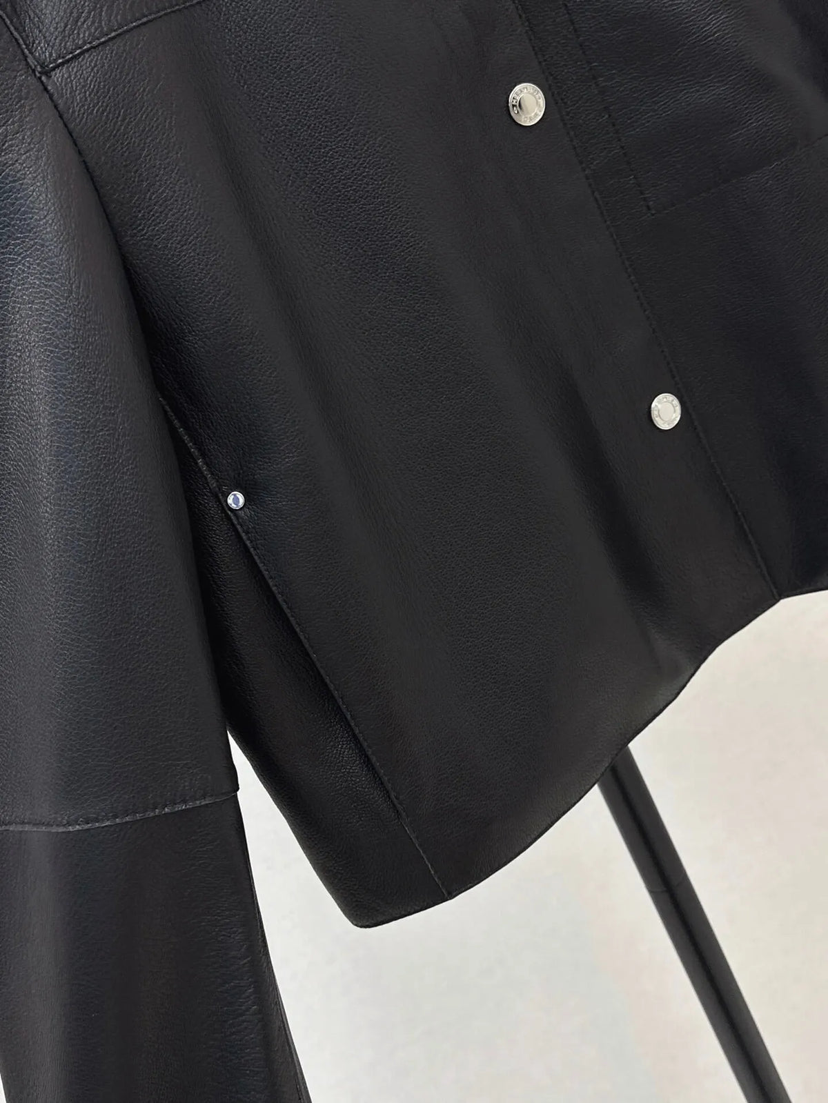 Loose Fit Button Leather Coat