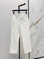 High Waist Printed Straight Jeans