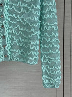 Wavy Textured Mesh Knit Cardigan