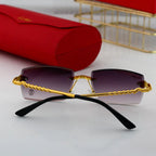 Frameless Square Sunglasses with Snake Design