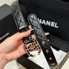 Classic Diamond Quilted Letter Buckle Belt