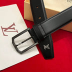 Classic Solid-Color Belt with Metal Accents