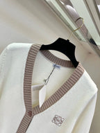 Dual Pocket Contrast Knit Cardigan