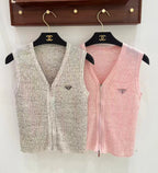 Speckled Melange Zip-Up Vest