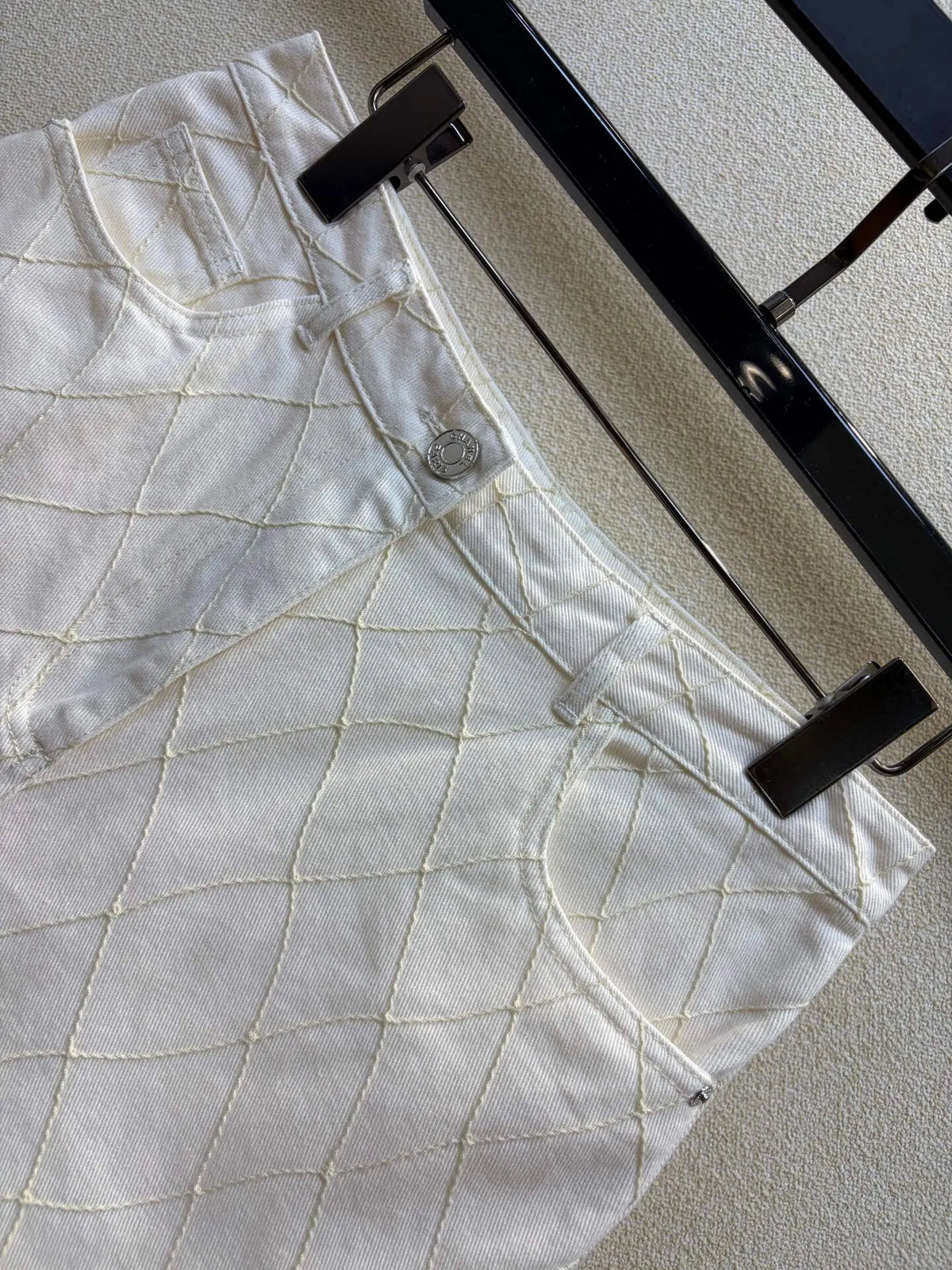 Diamond Stitch Denim Shorts