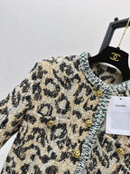 Leopard Tweed Jacket Skirt Set
