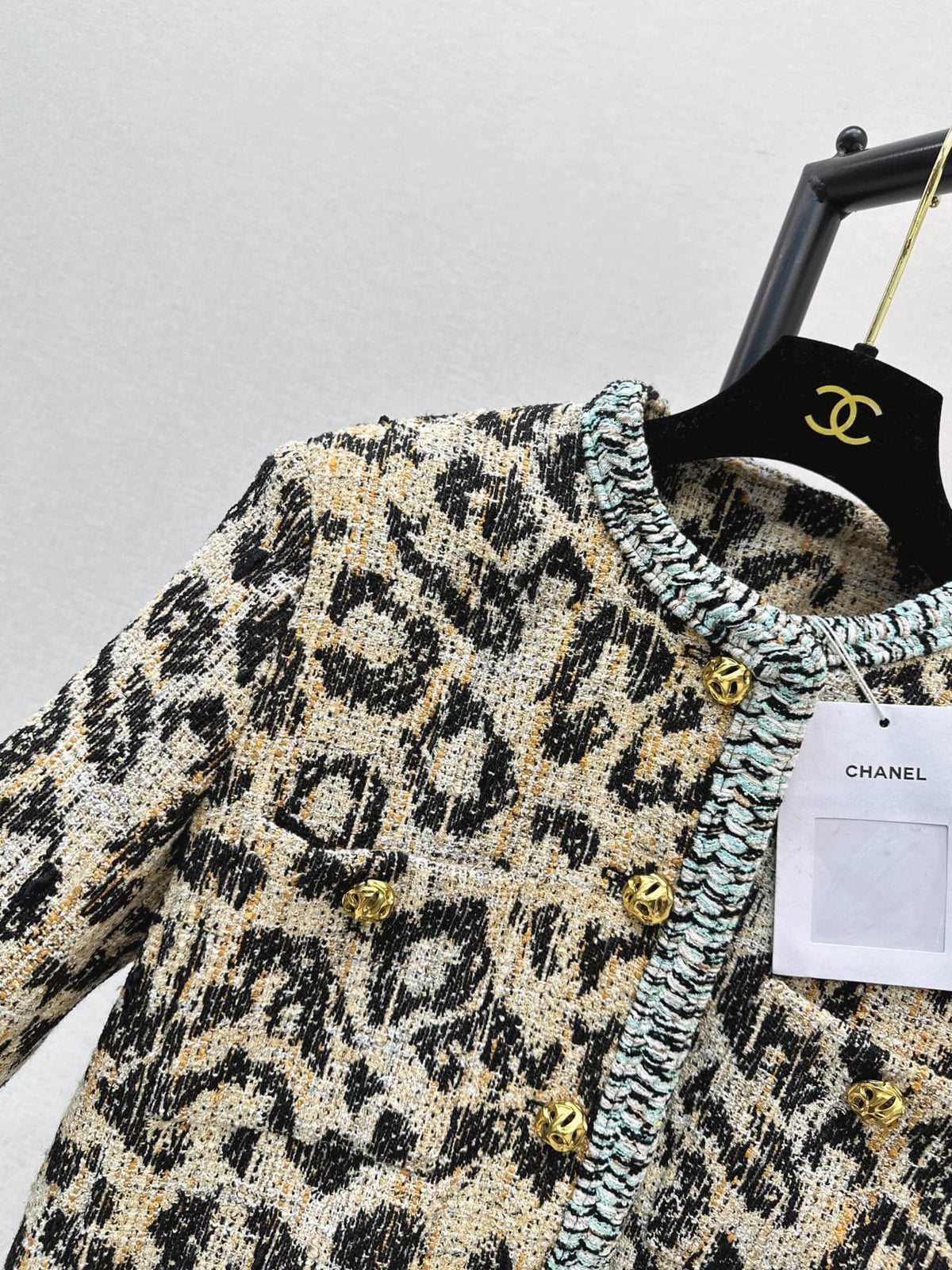 Leopard Tweed Jacket Skirt Set