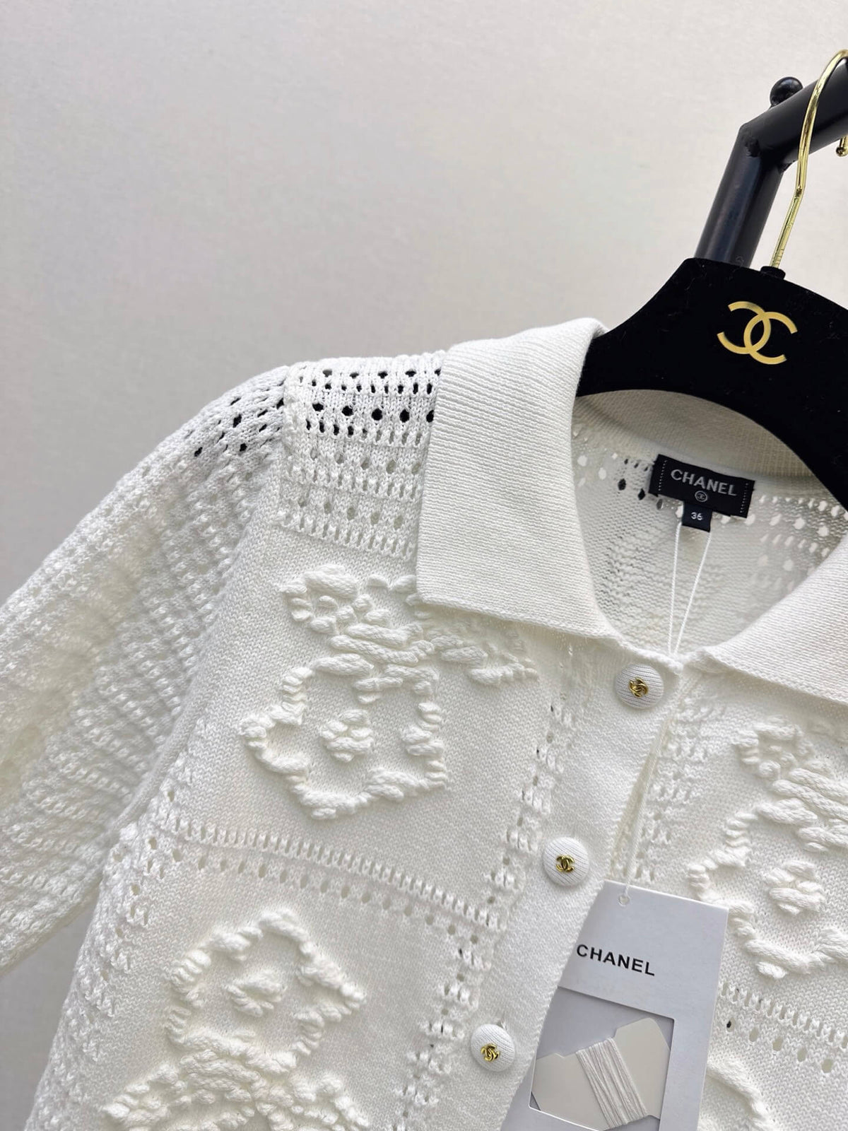 Hollow Embroidery Knit Cardigan