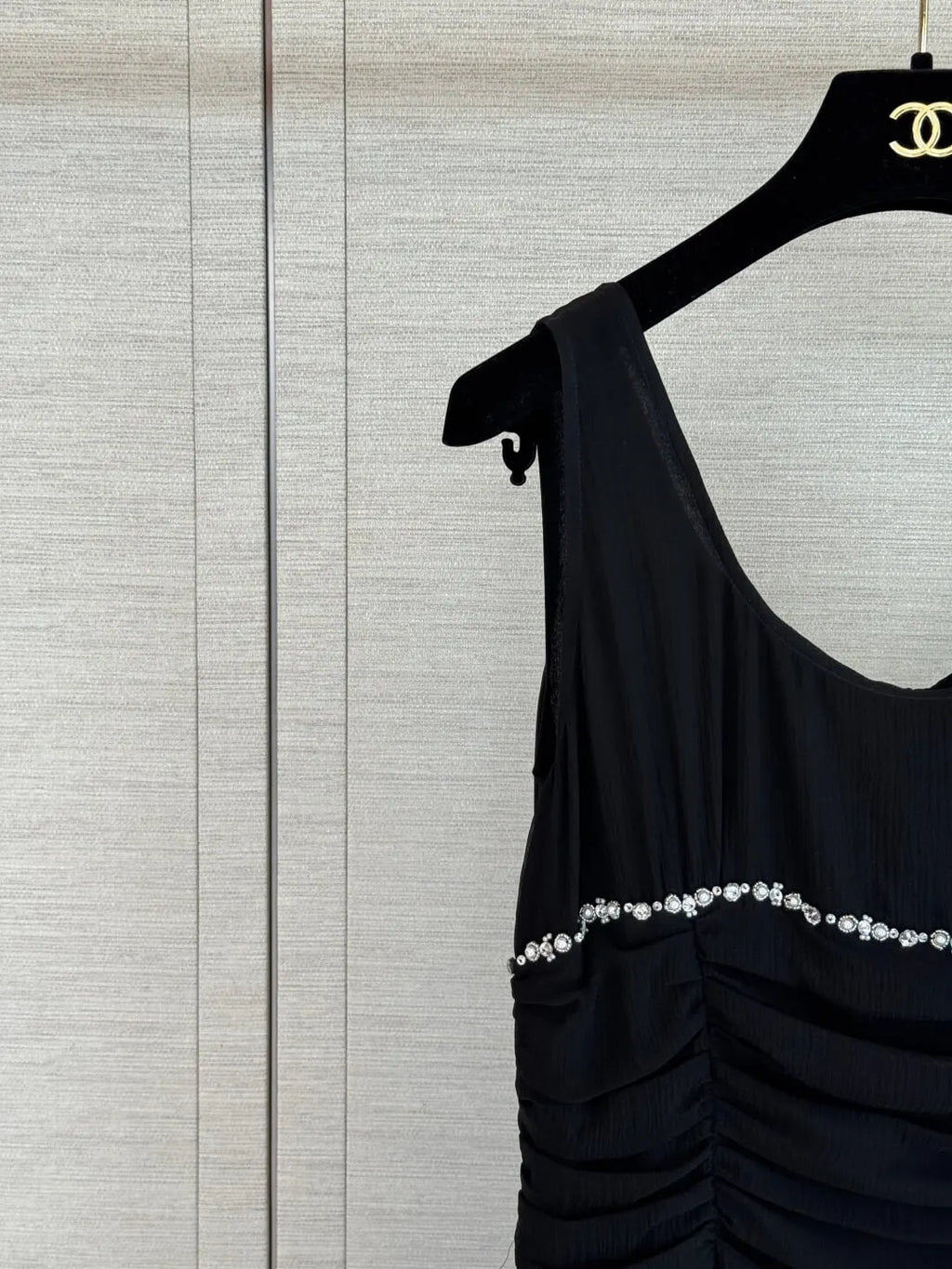 Rhinestone Ruched Tiered Dress