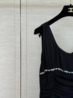 Rhinestone Ruched Tiered Dress