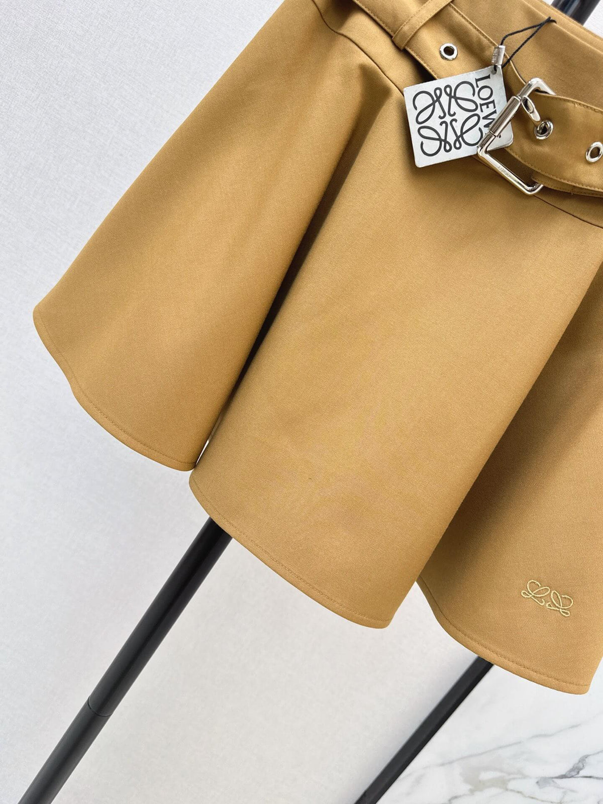 Belted A-line Mini Skirt
