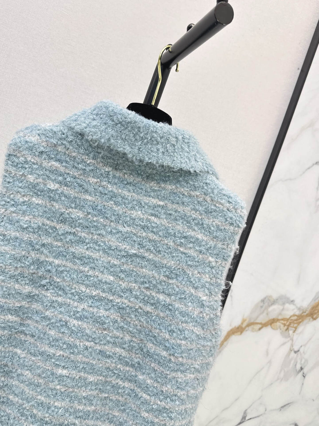 Stripe Polo Neck Knit Vest