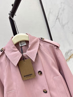 Pink Cropped Trench Asymmetrical Skirt Set