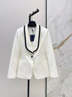 Trim Shawl Collar Fitted Suit Jacket
