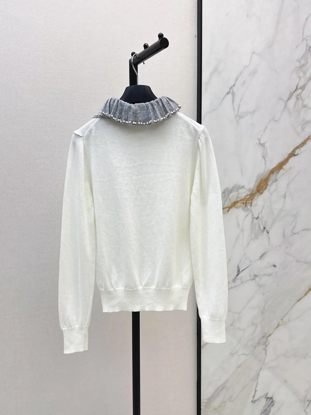 Pearl Ruffle Knit Top