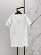 Scalloped Cutwork Hem Shift Dress