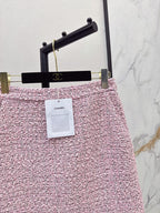 Pink Tweed Jacket Skirt Set