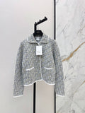 Jacquard Collared Knit Short Jacket